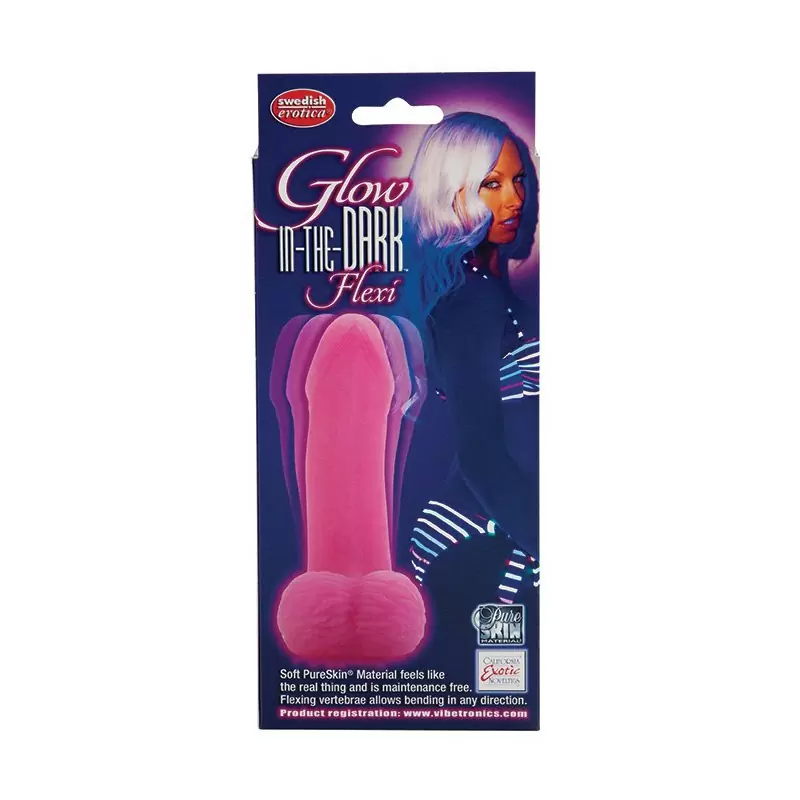 Суперреалистичный фаллоимитатор Glow In The Dark Flexi Dong 6” – розовый