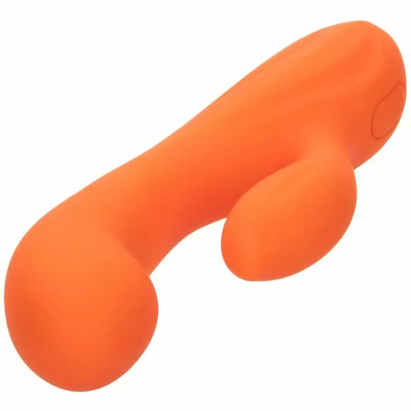 Изогнутый вибратор-кролик STELLA LIQUID SLCNE DUAL G, 17,8 см, силикон, оранжевый