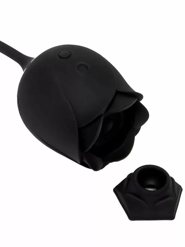 Бесконтактный стимулятор клитора Fifty Shades of Grey Dark Blushing Rose, 4 скорости, в форме розы, черный | Он и Она 18+