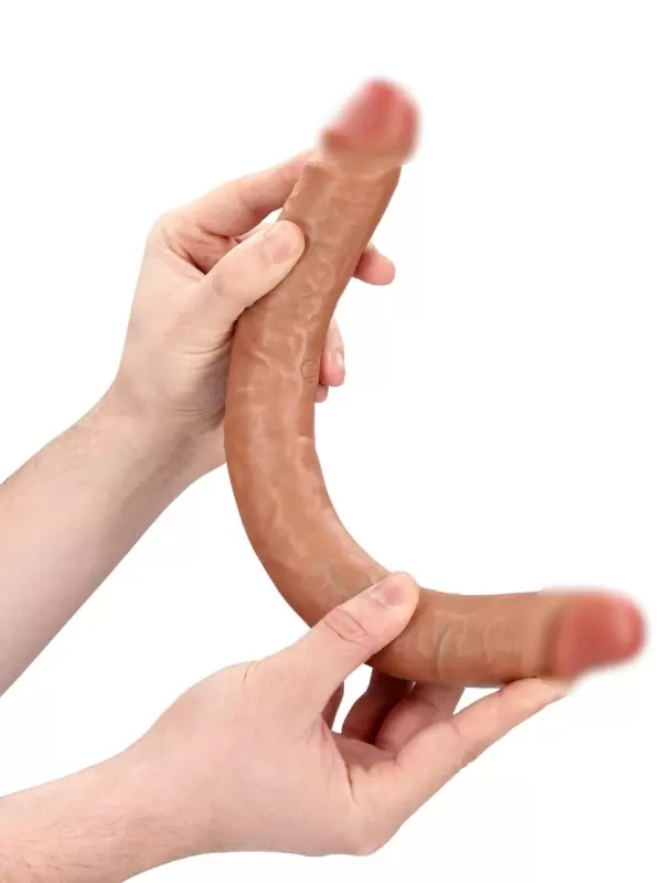 Двусторонний реалистичный фалоимитатор Slim Double Ended Dong Shots Toys, с набухшими венами, 35,6 см