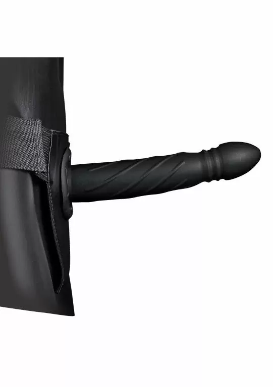 Страпон (фаллопротез) со спиралевидной фактурой без мошонки, черный - 8'' / 20 см