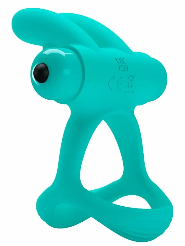 Эрекционное виброкольцо Baile Passionate Dante, 8,7 см, 10 режимов, силикон, бирюзовое