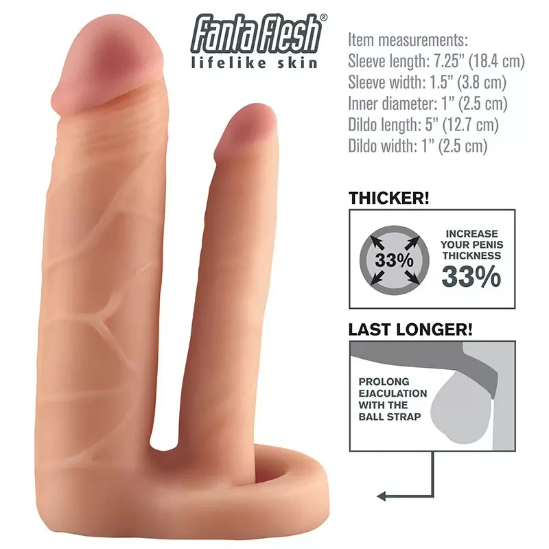 Насадка удлинитель Double Trouble Extension для двойного проникновения – телесная