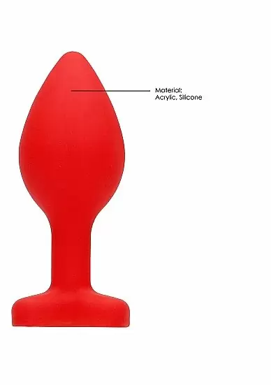 Анальная пробка из силикона Diamond Heart Butt Plug - Large - Red