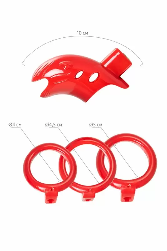 Пояс верности на пенис Black & Red by Toyfa. ABS, красный, 10 см.