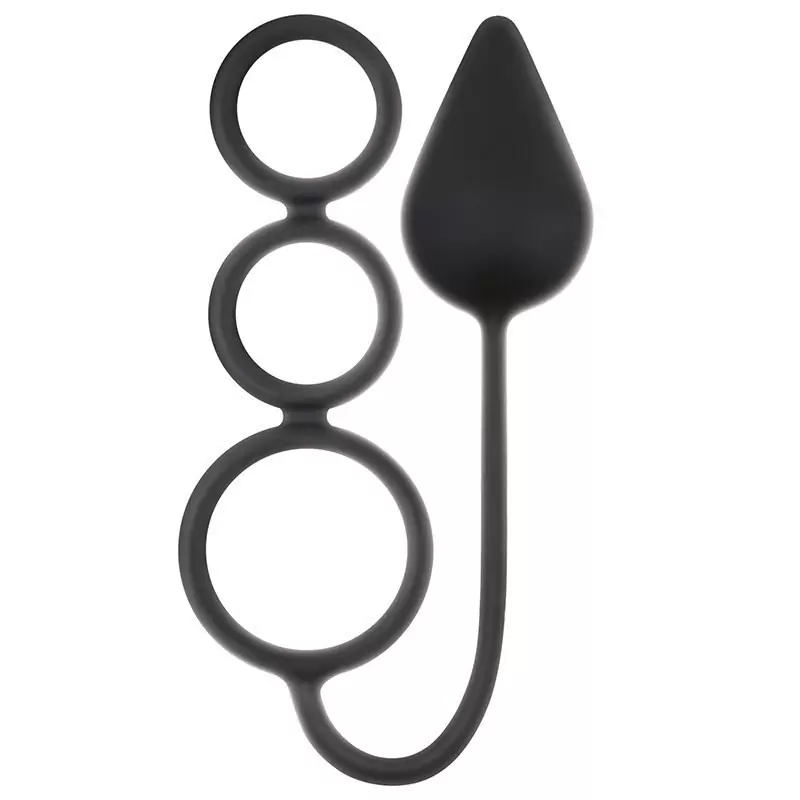Большая анальная пробка Renegade 3 Ring Circus Large с тремя кольцами – черный