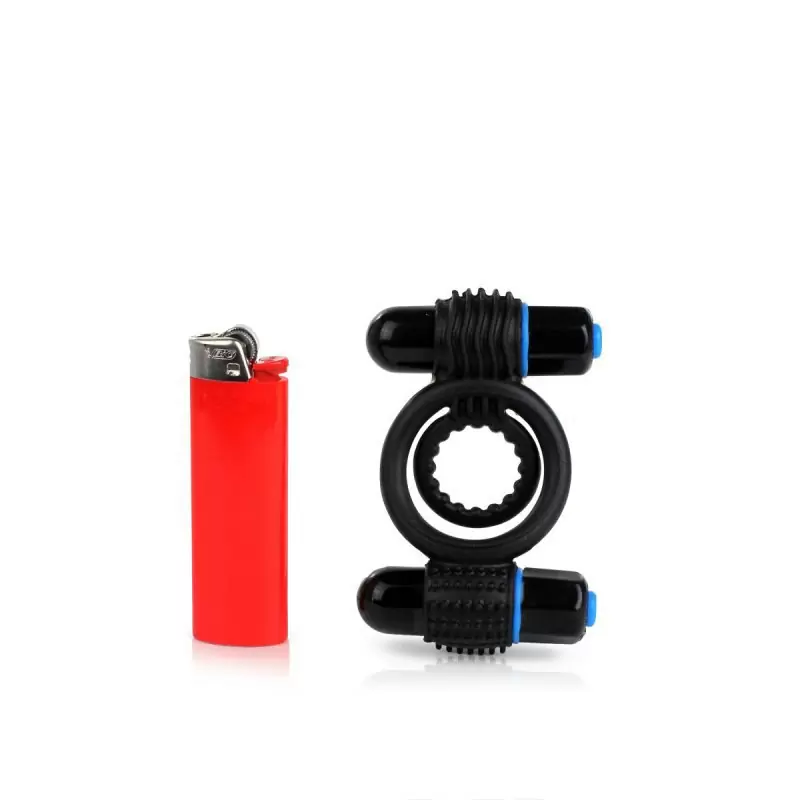 Двойное эрекционное кольцо с вибрацией OptiMALE Vibrating Double C-Ring – черный