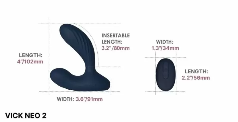 Интерактивный вибромассажер простаты и промежности SVAKOM VICK NEO 2, управление через приложение, с нагревом, 10 режимов работы, 8 см