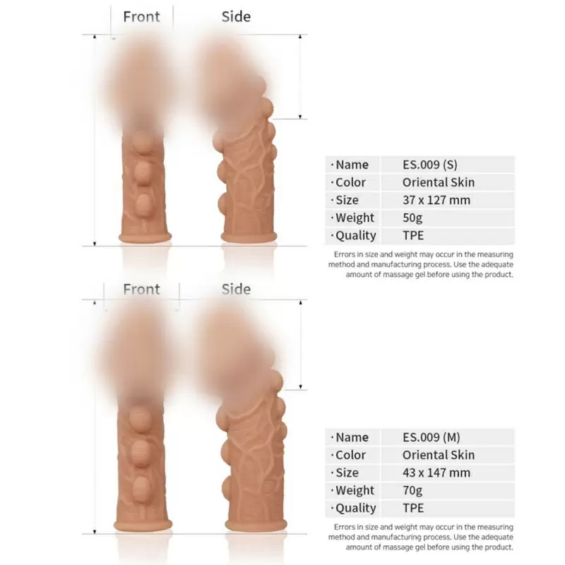 Насадка на фаллос, с пузыриками, венками и ребристость, размер M, EXTREME SLEEVE ES.009-M