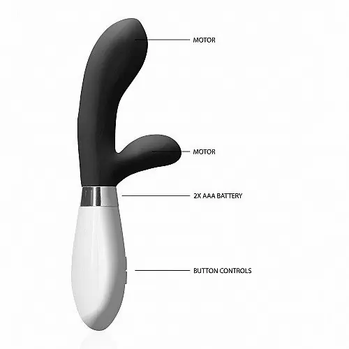 Вибратор кролик Achilles, черный с белым