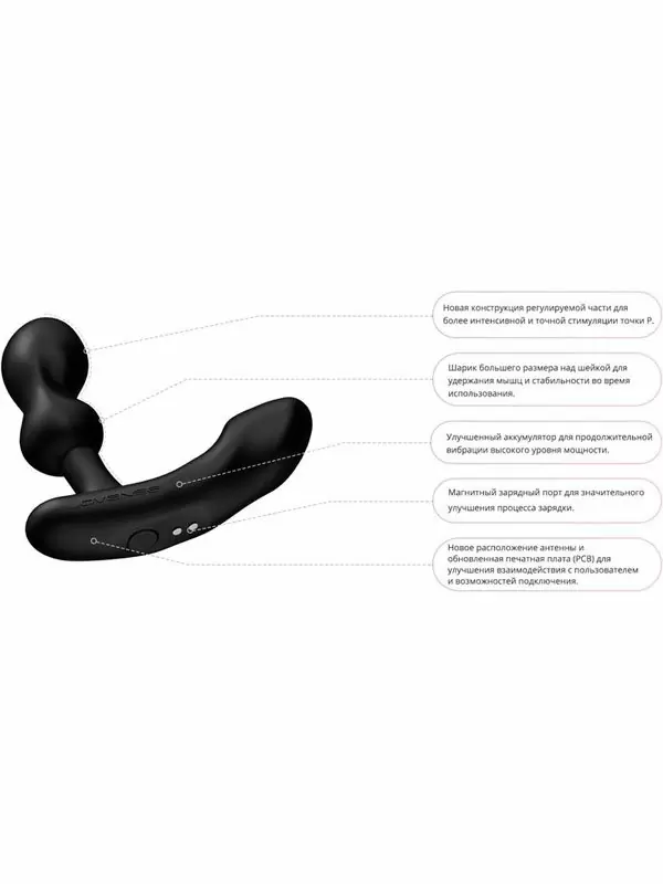 Носимый стимулятор простаты Lovense Edge 2, с двумя моторами, 12,5 см, черный