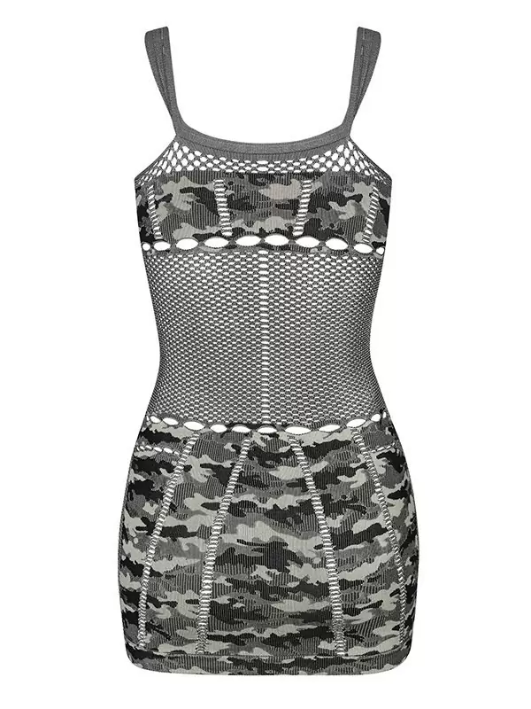 Платье-сетка со вставками в стиле милитари (Obsessive) – S/L