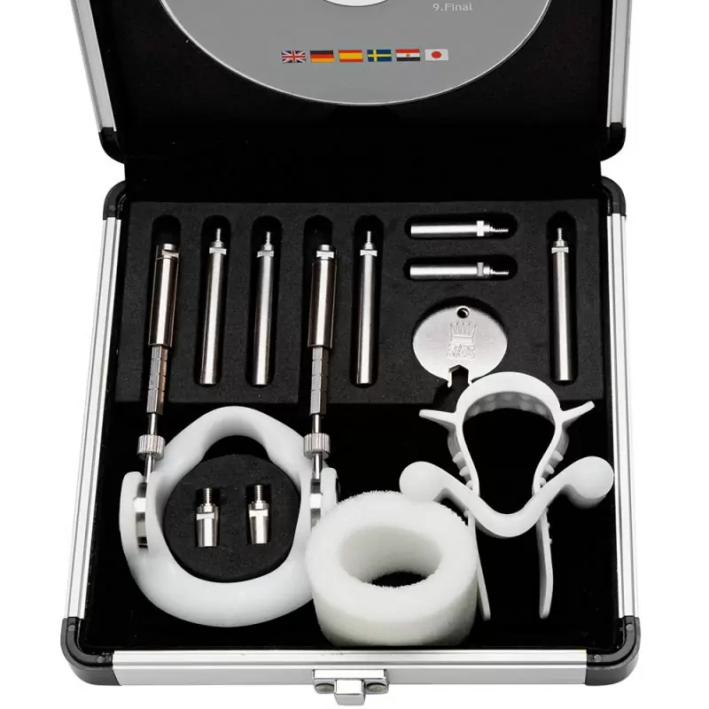 Набор для увеличения пениса Jes-Extender Titanium в алюминиевом кейсе – серебристый с белым