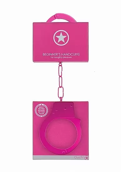 Металллический наручники с замком Beginner's Handcuffs Pink