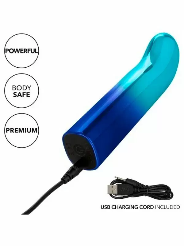 Изогнутая вибропуля Glam, 9 см, 10 режимов, голубой