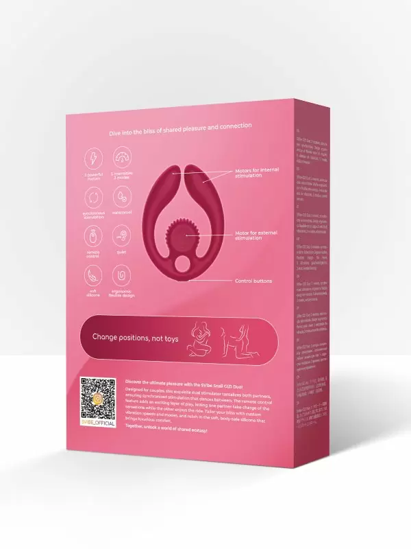 Гибкий вибратор для пар SVibe Snail GIZI Duo, синхронная стимуляция, пульт ДУ, бордовый