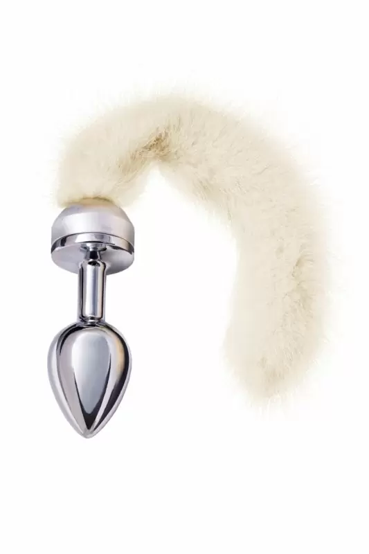 Маленькая анальная пробка с хвостом TOYFA Metal – белый