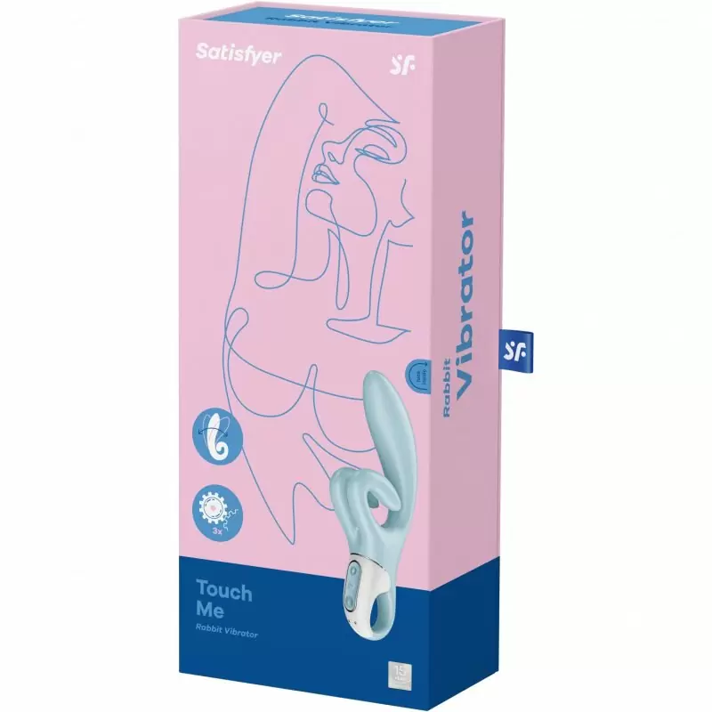Вибратор-кролик Satisfyer Touch me, два мотора, 21,2 см, 12 режимов, синий