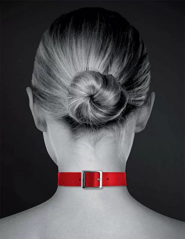 Элегантный чокер Concorde COLLIER FETISH ROUGE, с металлическим кольцом, 41 см, черный