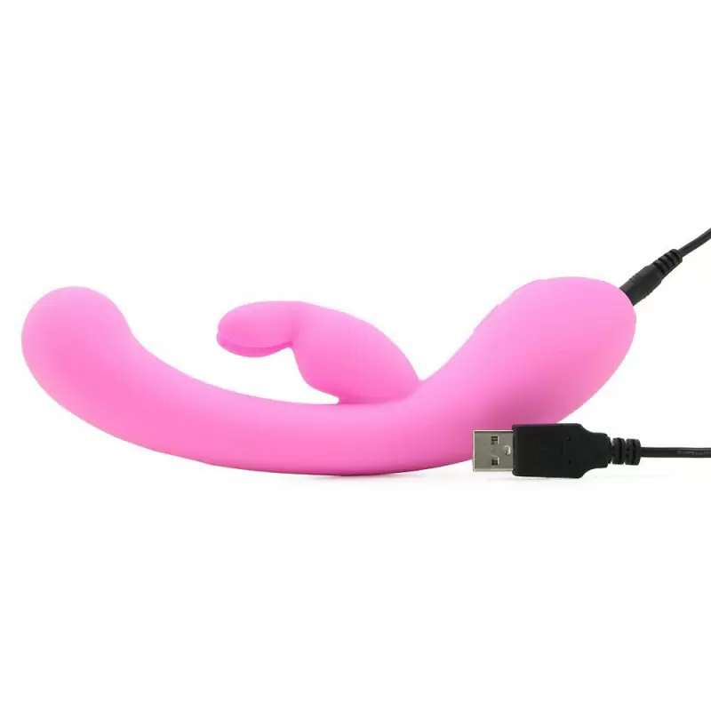 Перезаряжаемый вибратор для точки G с клиторальным стимулятором Rechargeable G Jack Rabbit – розовый