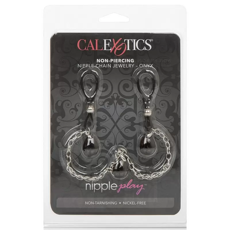 Зажимы на соски Chain Jewelry - Onyx на цепочке с подвесками –  черный