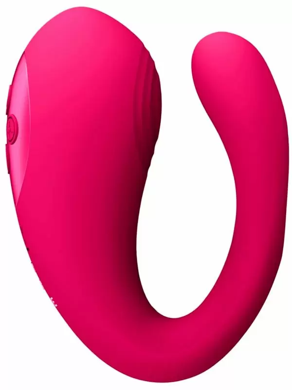 Вибратор Shots Toys Yoko тройного действия, 20 режимов работы, с функцией «мгновенный оргазм», розовый