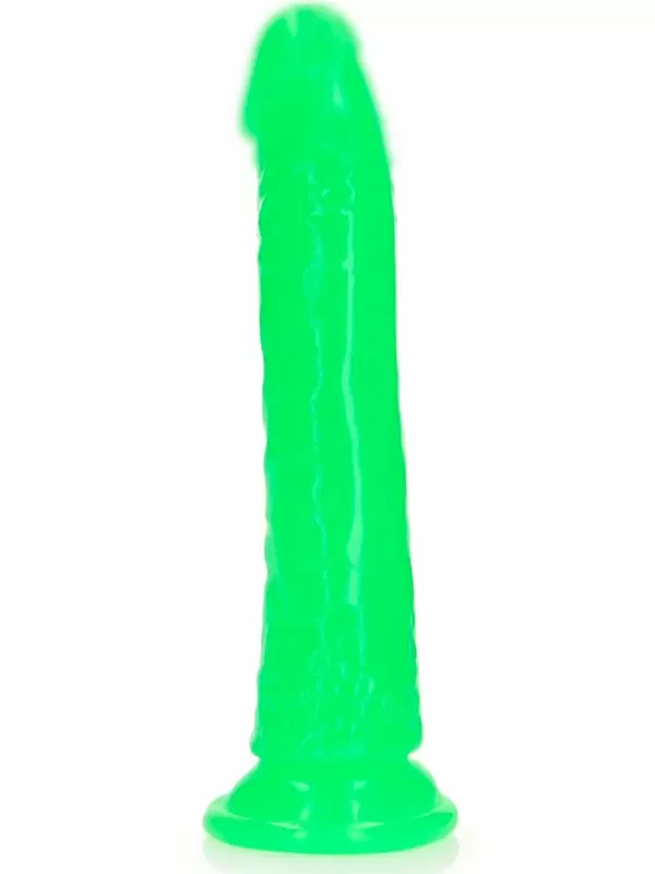 Реалистичный фаллоимитатор Glow In The Dark Dildo Realrock, люминисцентный, 20 см, зелёный