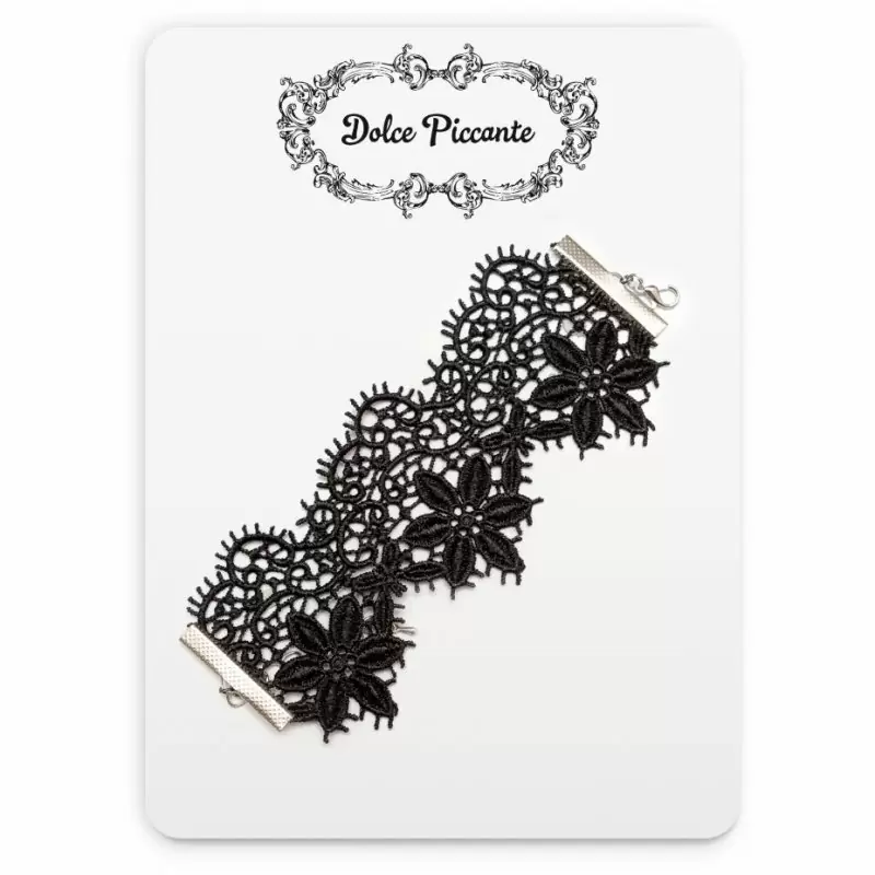 Черный кружевной браслет ручной работы Dolce Piccante Albori - XS