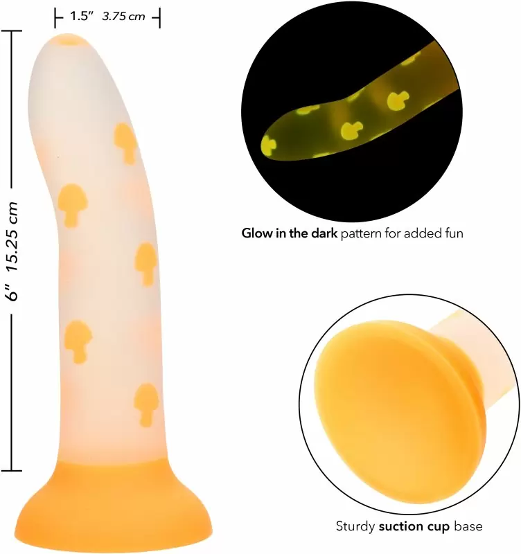 Светящийся фаллоимитатор California Exotic Novelties Glow Stick Mushroom, 15,2 см, силикон, белый с желтым