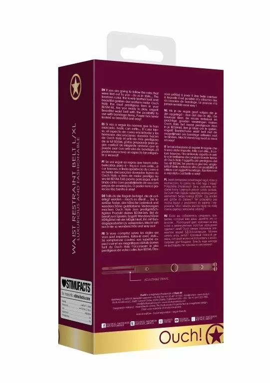 Ремень из искусственной кожи Ouch Halo - Waist Belt L/XL- Burgundy