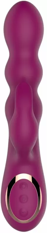 Оригинальный вибратор-кролик AN Stamen, 22 см, с массажем бусинами, лиловый