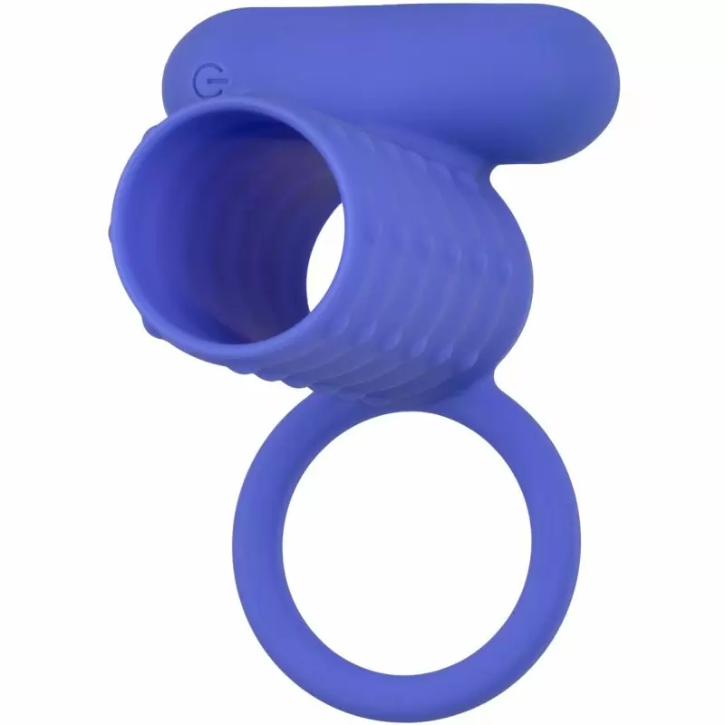 Ребристое виброкольцо-насадка Silicone Rechargeable Endless Desires Enhancer, 10,25 см, силикон, синий 