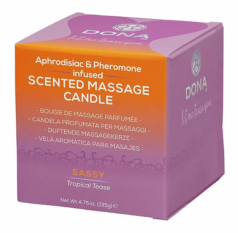 Массажная свеча Dona Let Me Tease You Sassy с феромонами – тропический, 135 г