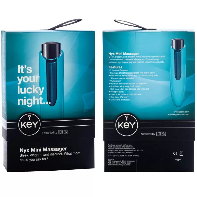 Дизайнерский мини массажер с насадкой Nyx - Blue