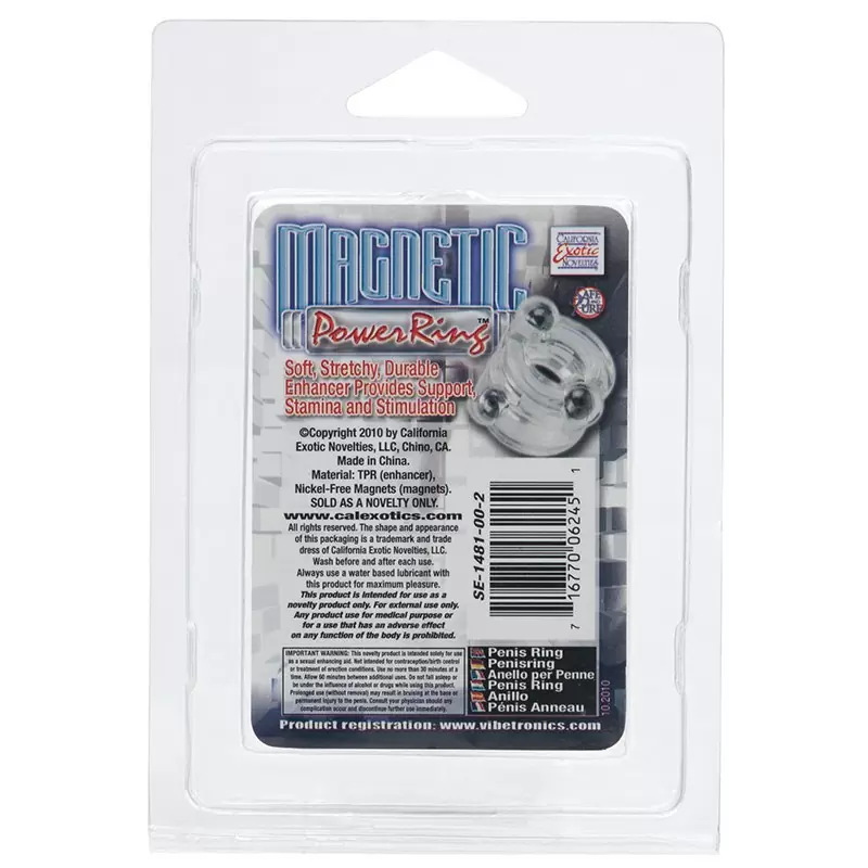 Двойное эрекционное кольцо с магнитами Magnetic Power Rings - прозрачный