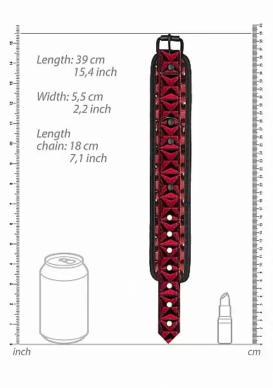 Элегантные оковы Luxury Ankle Cuffs, 39 см, черный с бордовый