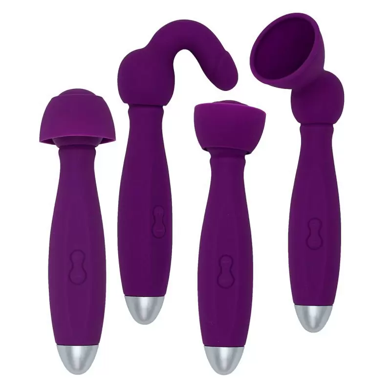  Перезаряжаемый вибростимулятор с тремя насадками для двоих Bowling – фиолетовый