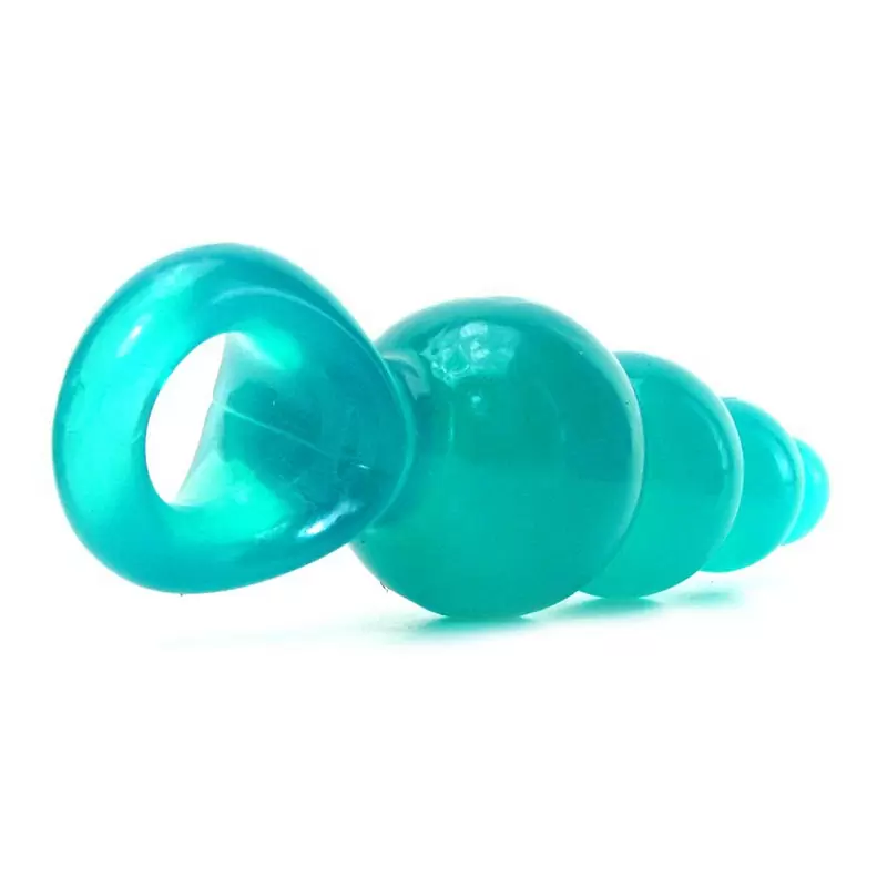 Анальная пробка с кольцом Jolie Ripples Large – голубая