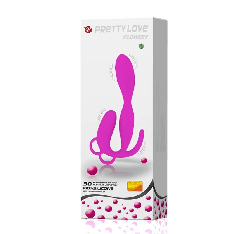 Анально-вагинальный вибромассажер Flowery с клиторальной стимуляцией – розовый 