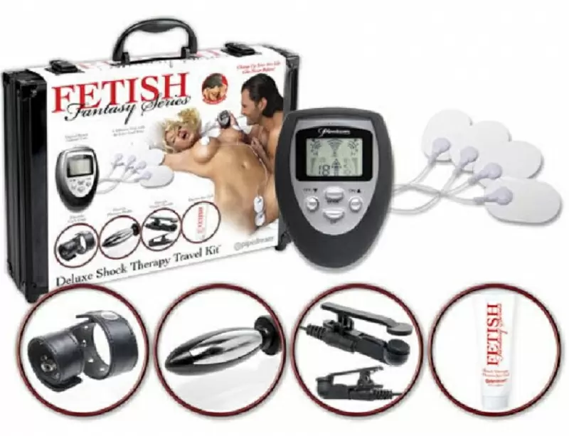 Набор для электростимуляции Deluxe Shock Therapy Travel Kit - черный с белым