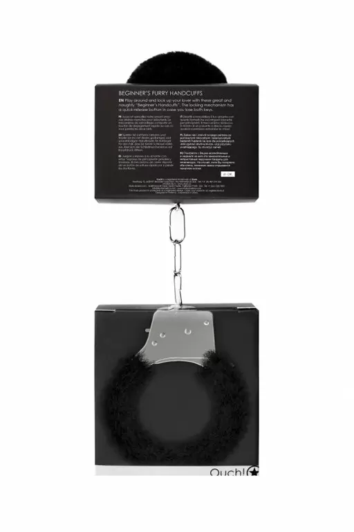 Металлические наручники с меховой обивкой Beginner's Handcuffs Furry (Черный)