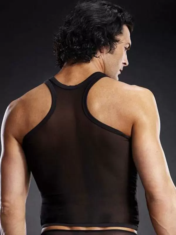 Черная майка-борцовка BlueLine в сетку – L/XL