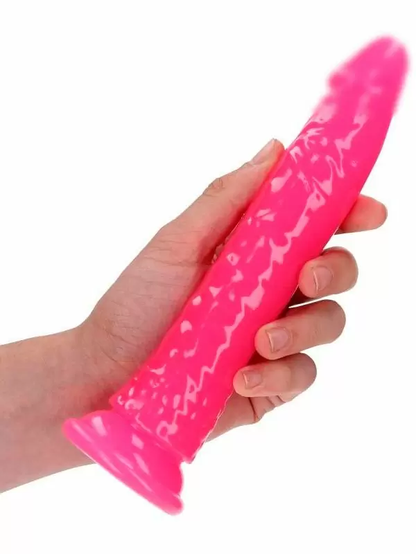 Реалистичный фаллоимитатор Slim Realistic Dildo With Suction Cup, люминисцентный, 22 см, розовый