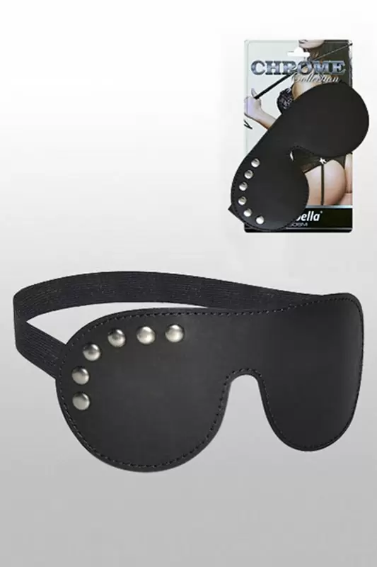 Строгая кожаная маска Sitabella Chrome Collection – черный с серебристым