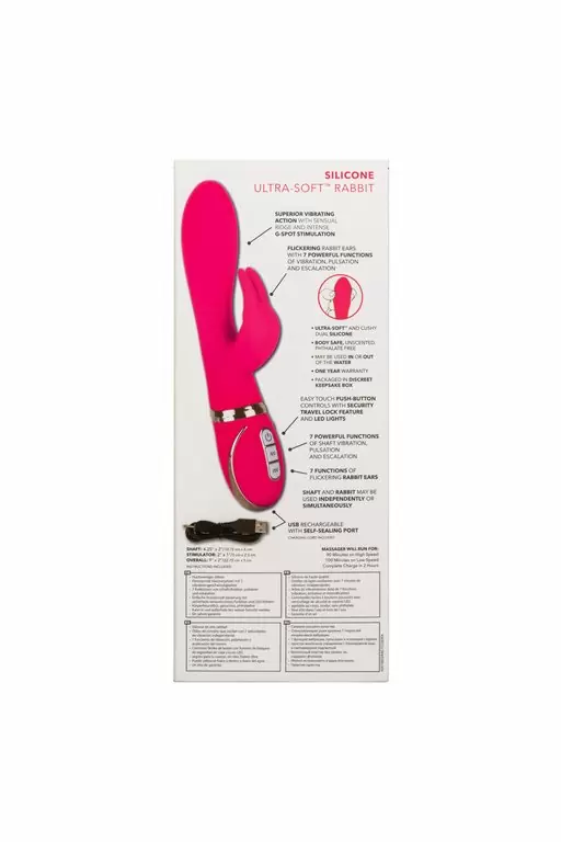 Элегантный вибратор-кролик Ultra-Soft Rabbit, с двумя моторами, 22,8 см, розовый