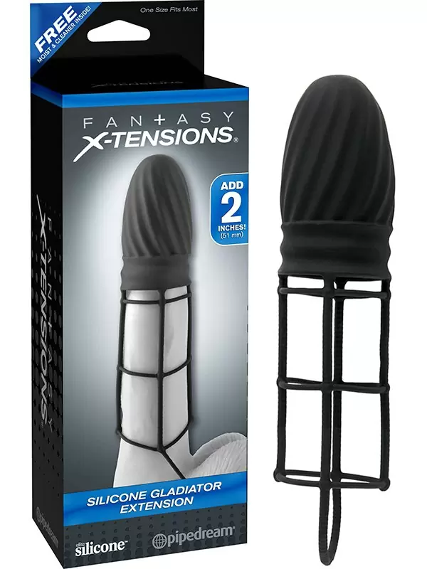 Насадка удлинитель Silicone Gladiator Extension с кольцом на мошонку – черная	
