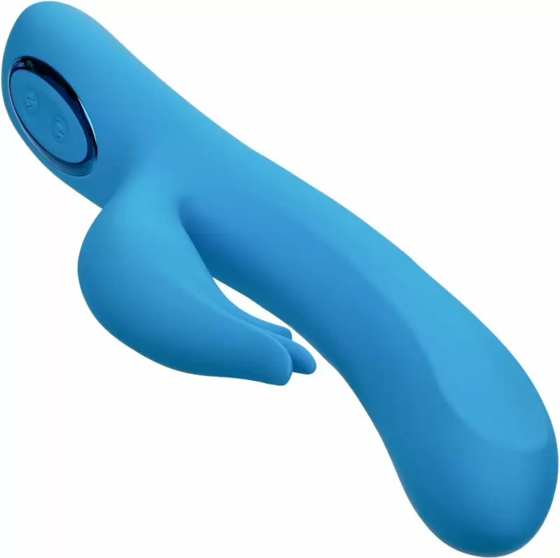 Изогнутый вибратор-кролик AZURE COLLECTION - FLUTTER G, 22,8 см, силикон, голубой