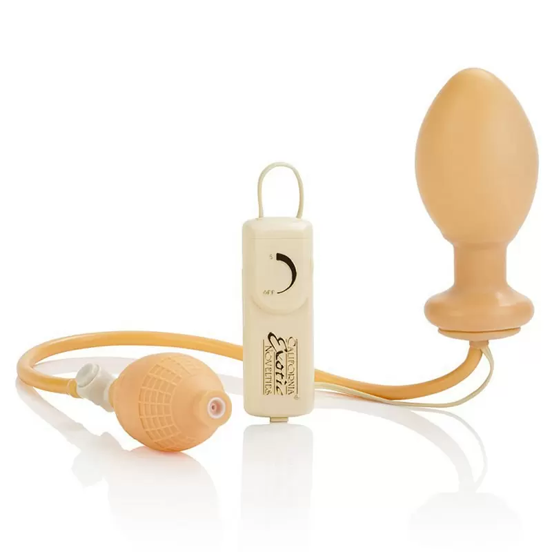 Надувная анальная пробка Anal Explorer с вибрацией – телесный