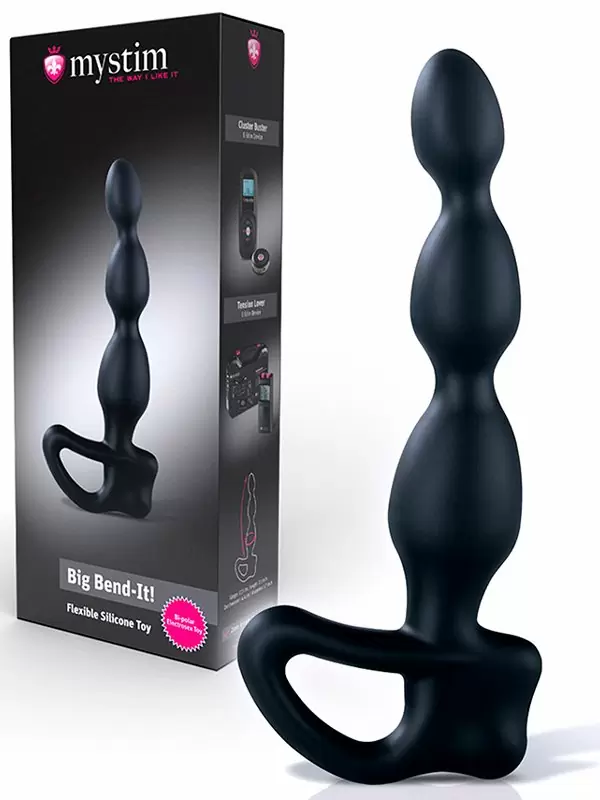 Гибкий стимулятор простаты Mystim Big Bend-it!, 18 см, силикон, черный