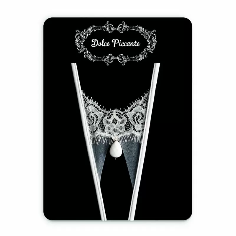 Белые кружевные трусики ручной работы Dolce Piccante Goccia с доступом - М